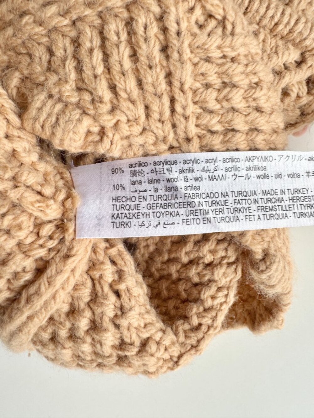ZARA Tan Acrylic Wool Crochet Pointelle Knit Puff Sleeve Sweater, Size M - Picture 14 of 14